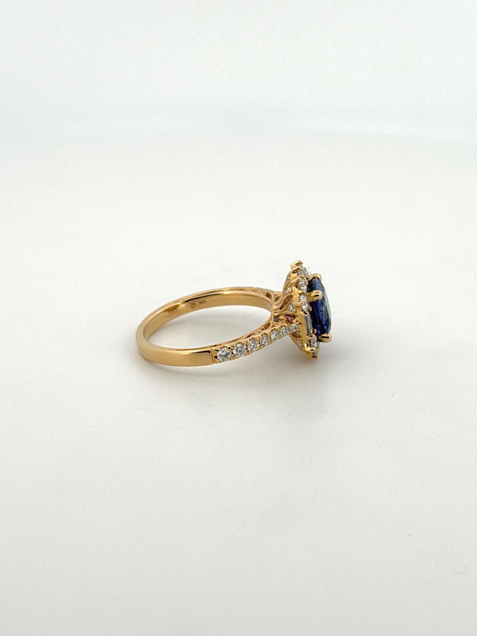 Tanzanite Ring with Diamond Sunburst Halo