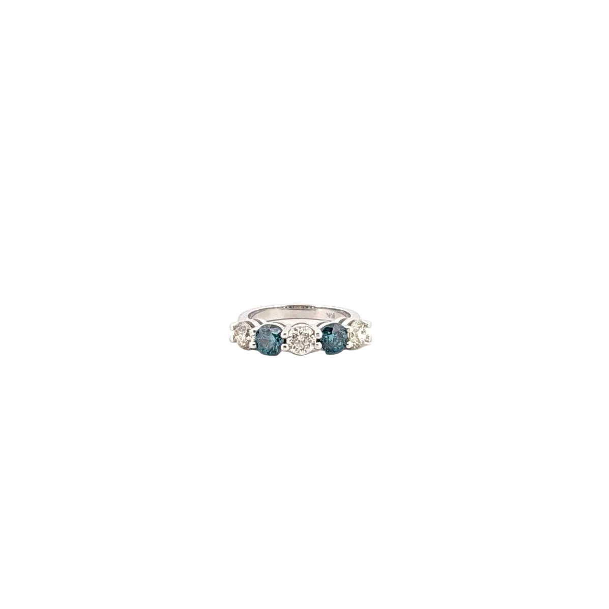 Round Blue and White Diamond Band