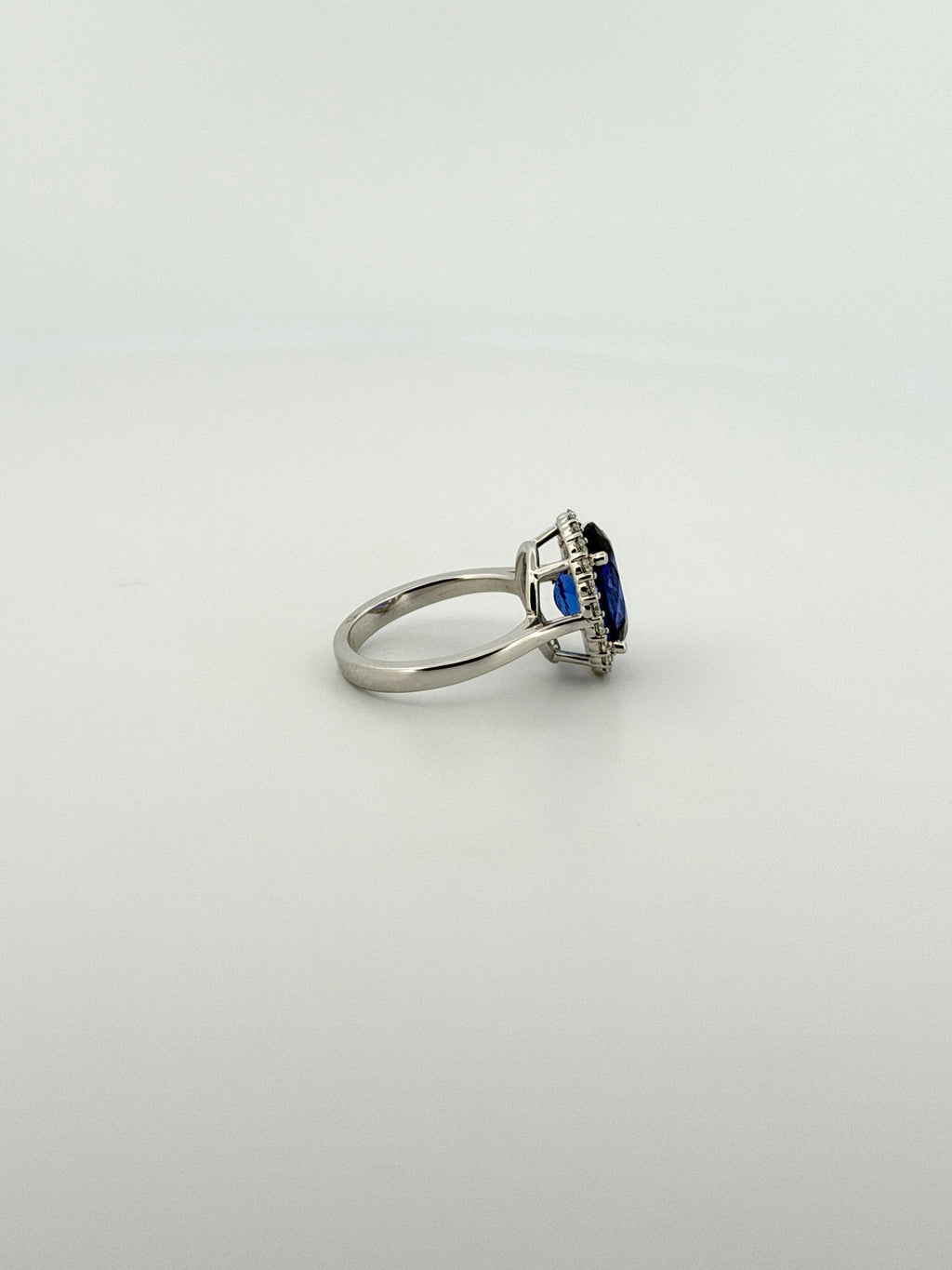 Tanzanite Oval Cocktail Ring with Diamond Halo