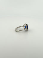 Tanzanite Oval Cocktail Ring with Diamond Halo