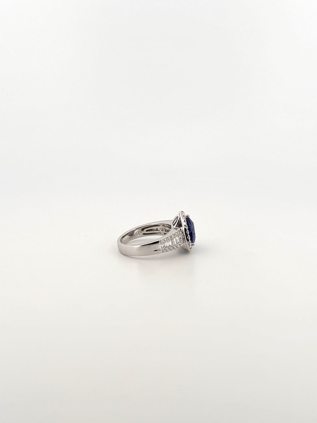 Tanzanite Trillion Cut Cocktail Ring with Diamond Halo and Band