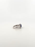 Tanzanite Trillion Cut Cocktail Ring with Diamond Halo and Band