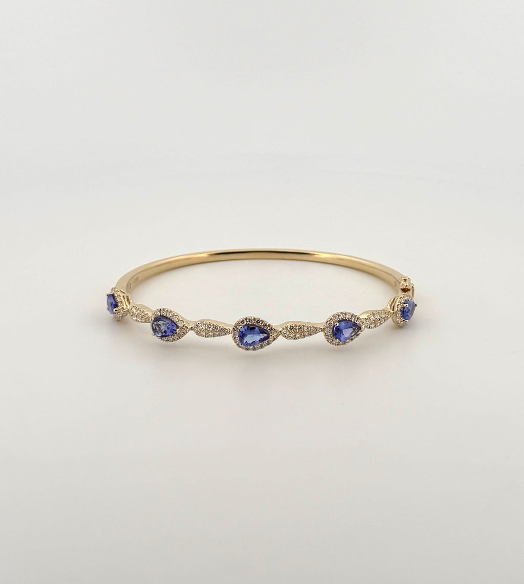 Tanzanite and Diamond Bangle in 14kt Yellow Gold
