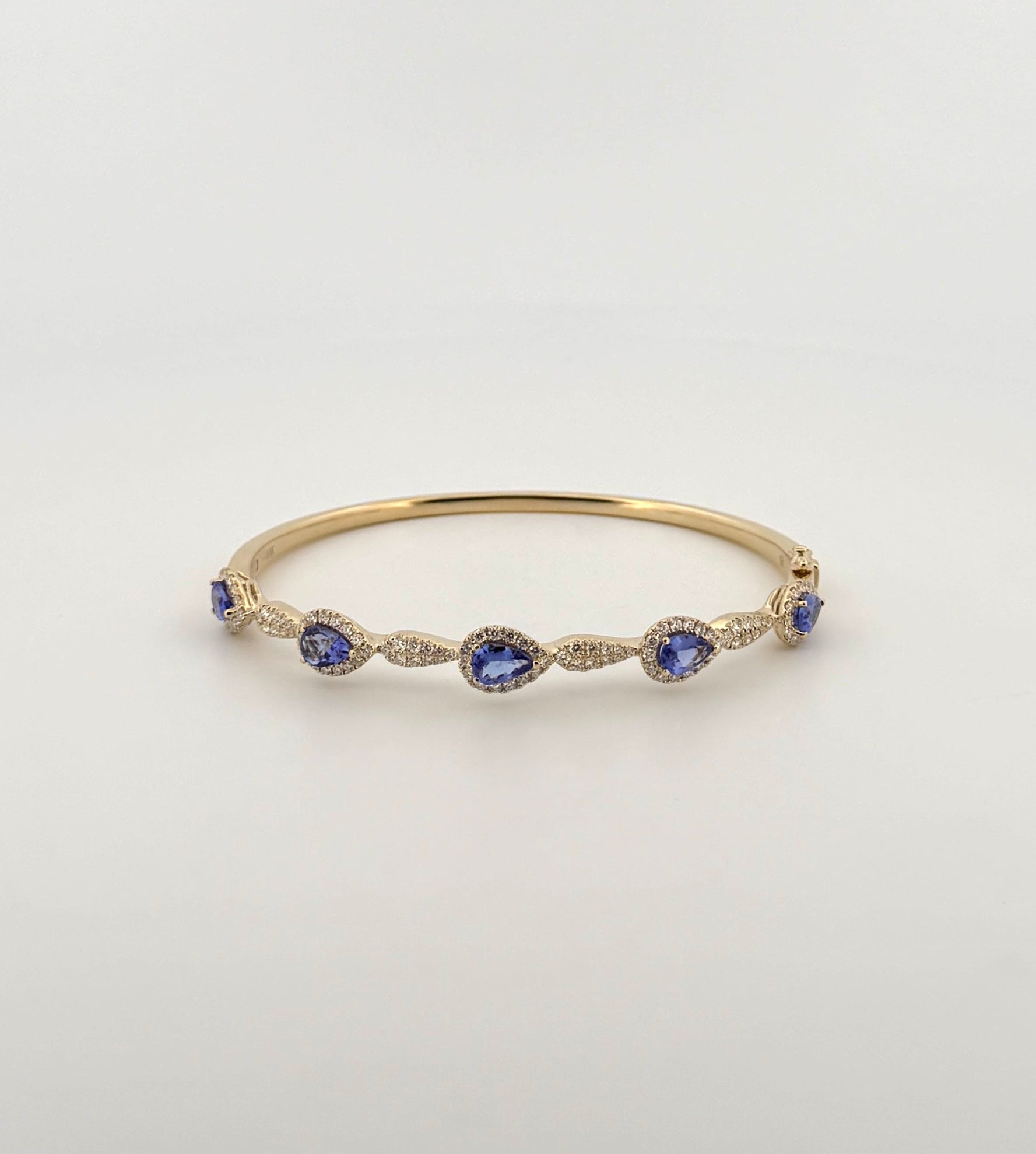 Tanzanite and Diamond Bangle in 14kt Yellow Gold