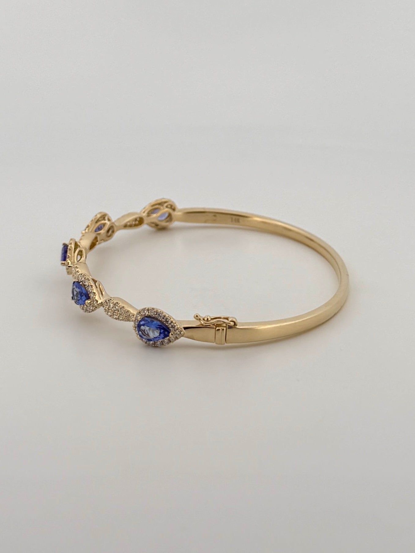 Tanzanite and Diamond Bangle in 14kt Yellow Gold