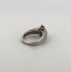 Tanzanite Pear Shaped Ring with Diamond Halo and Band