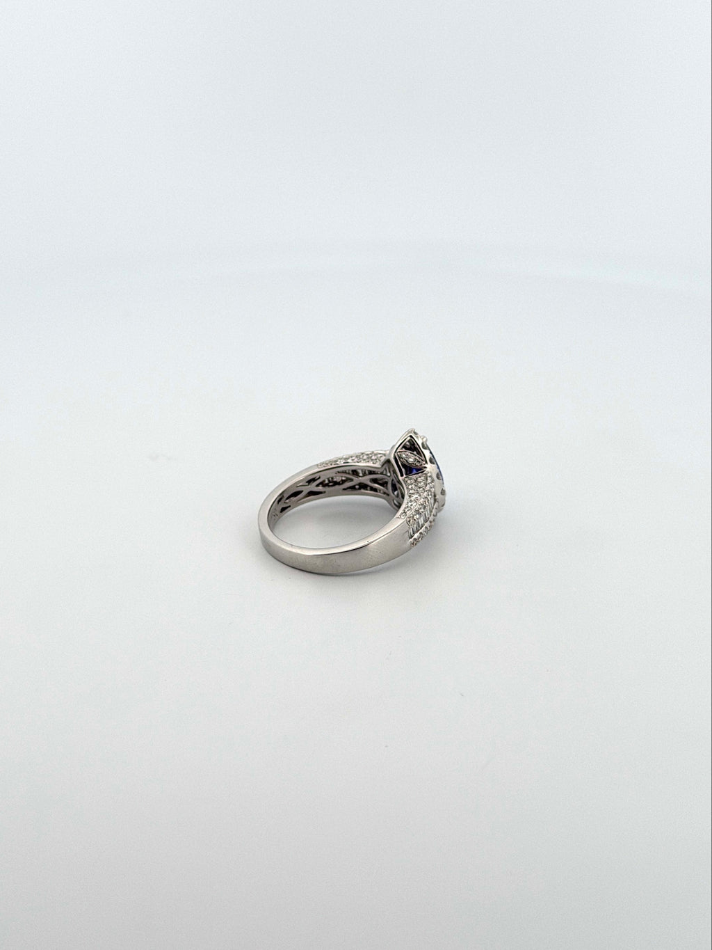 Tanzanite Trillion Cut Cocktail Ring with Diamond Halo and Band