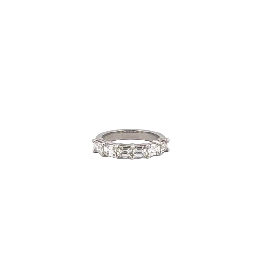 East West Emerald Diamond Ring
