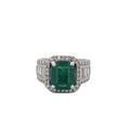 Emerald Ring with Halo of Diamonds- PREORDER