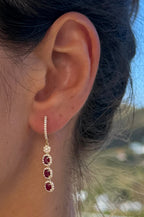 Ruby Drop Earrings with Diamond Halos