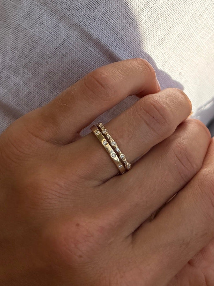 Dainty Alternating Baguette and Round Diamond Ring