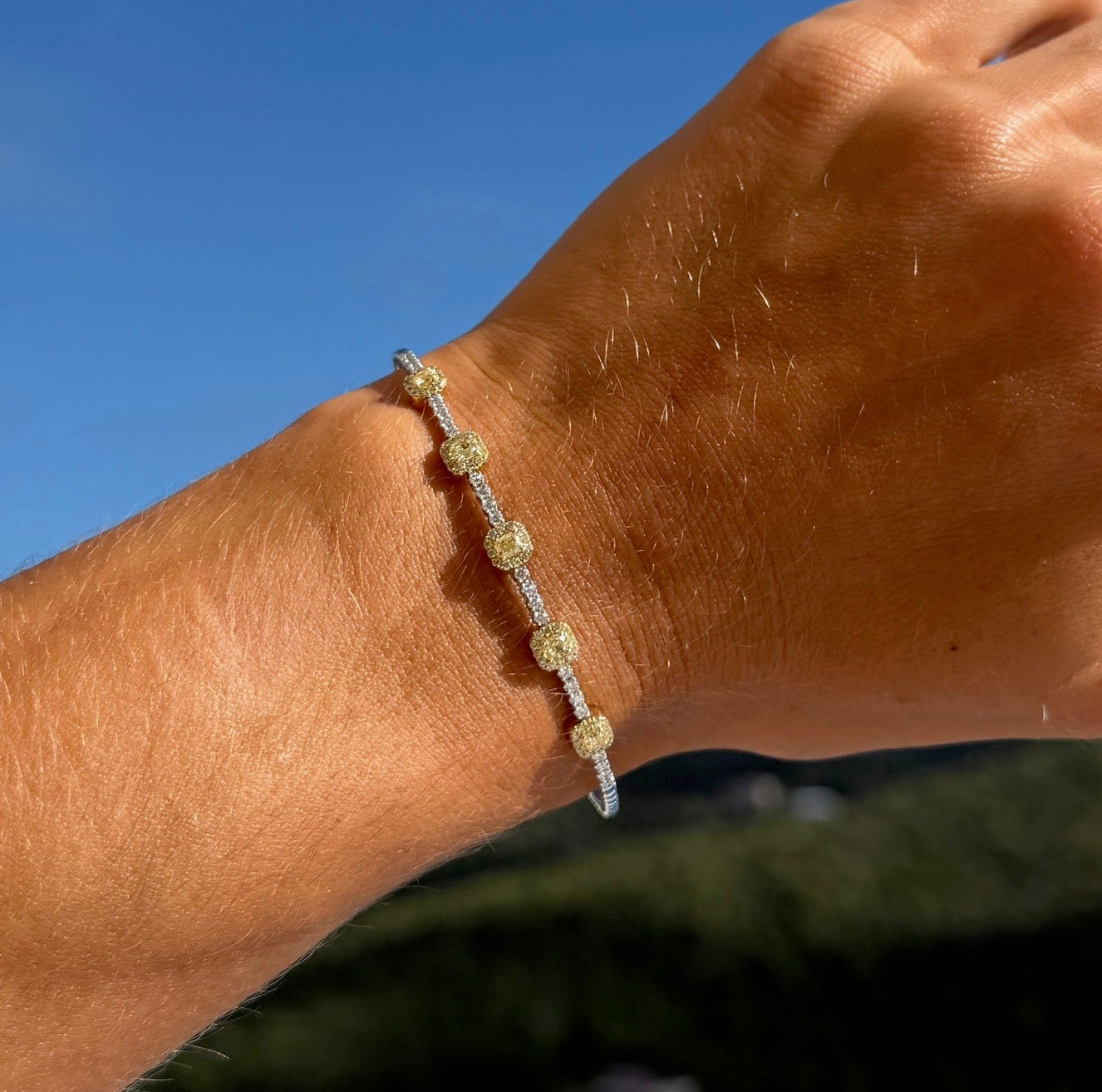 Cushion Yellow Diamond Flexi Bangle