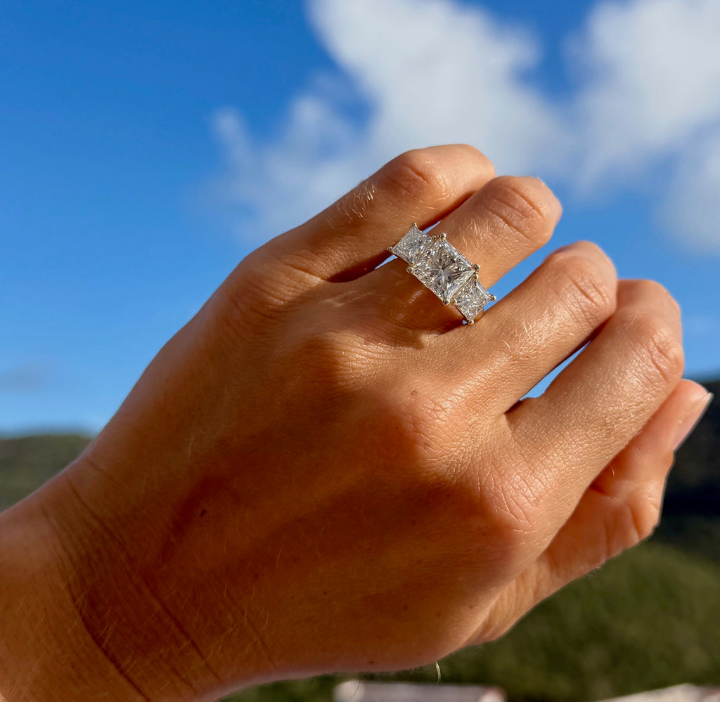 Princess Cut Trio Ring - IGI Certified Lab Grown Diamonds - PREORDER