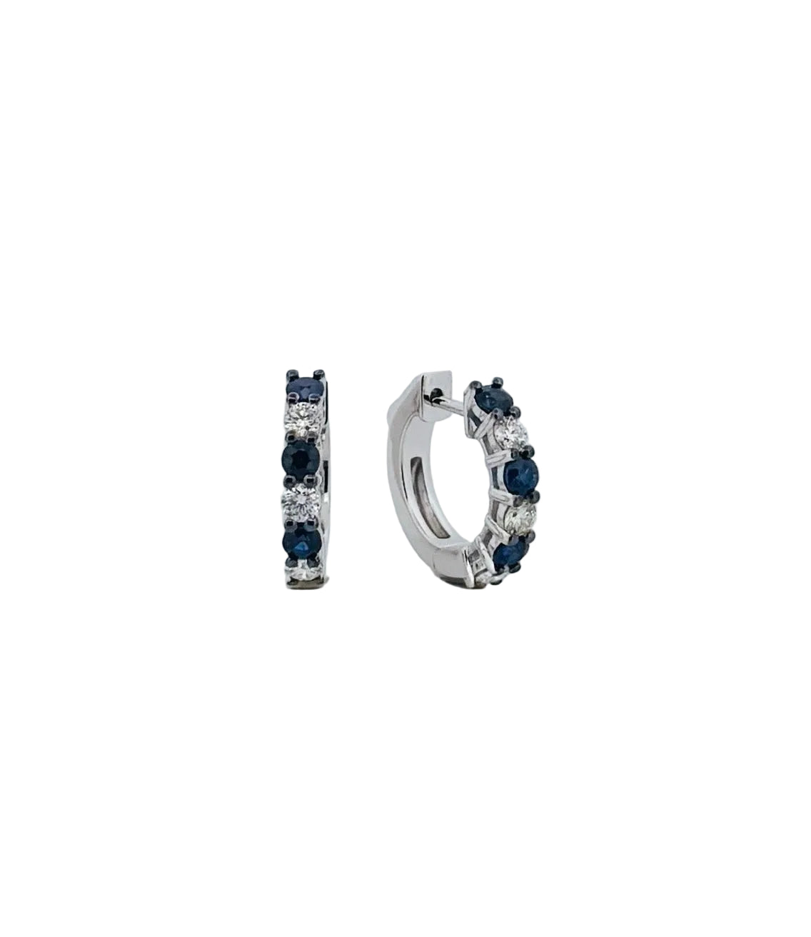 Sapphire and Diamond Hoop Earrings