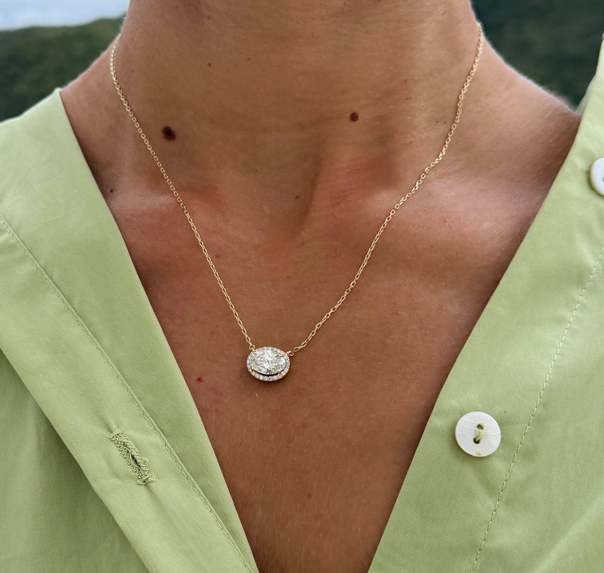 IGI Lab Oval Diamond Pendant Necklace