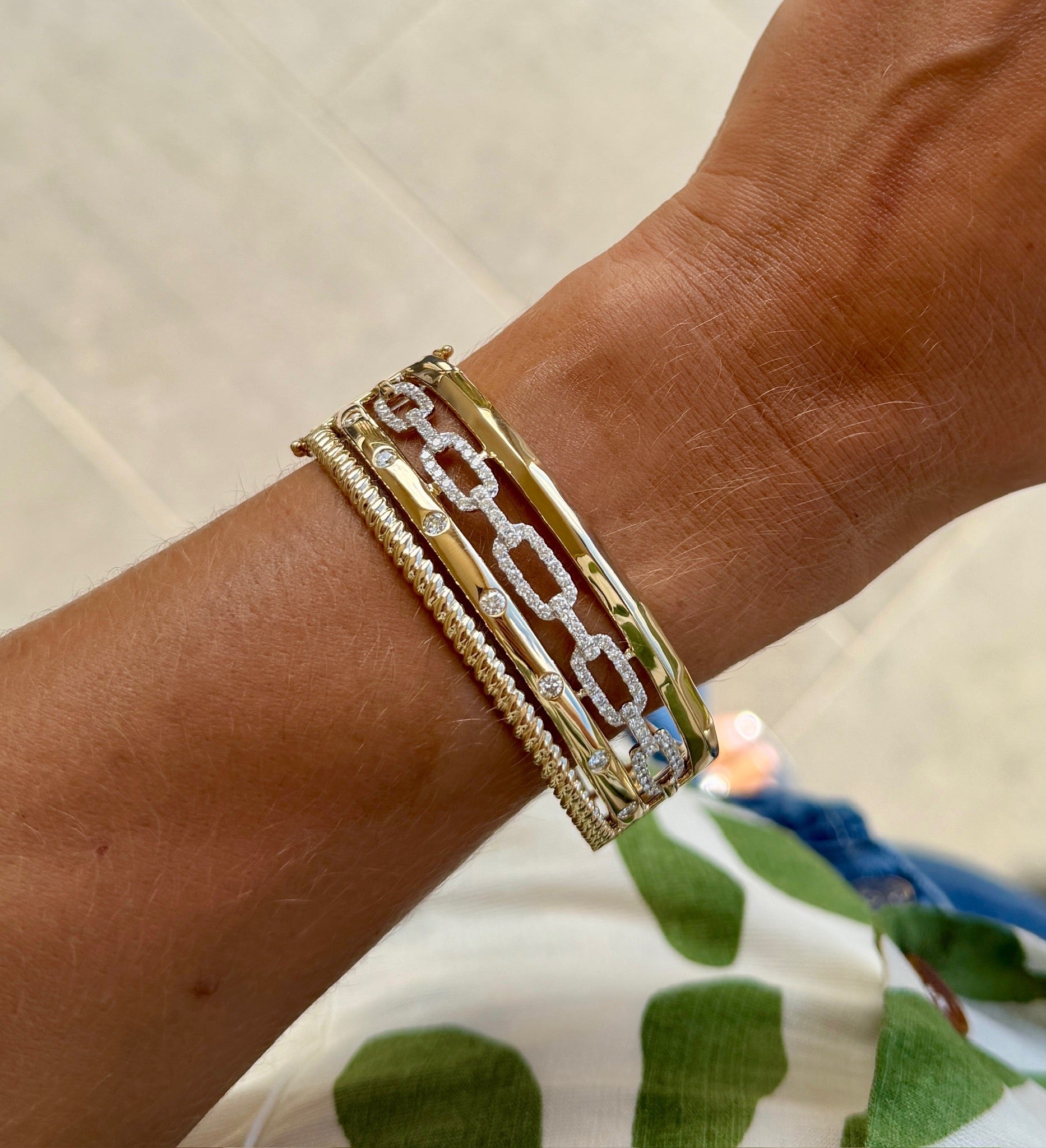 Mixed Chain Diamond Bangle