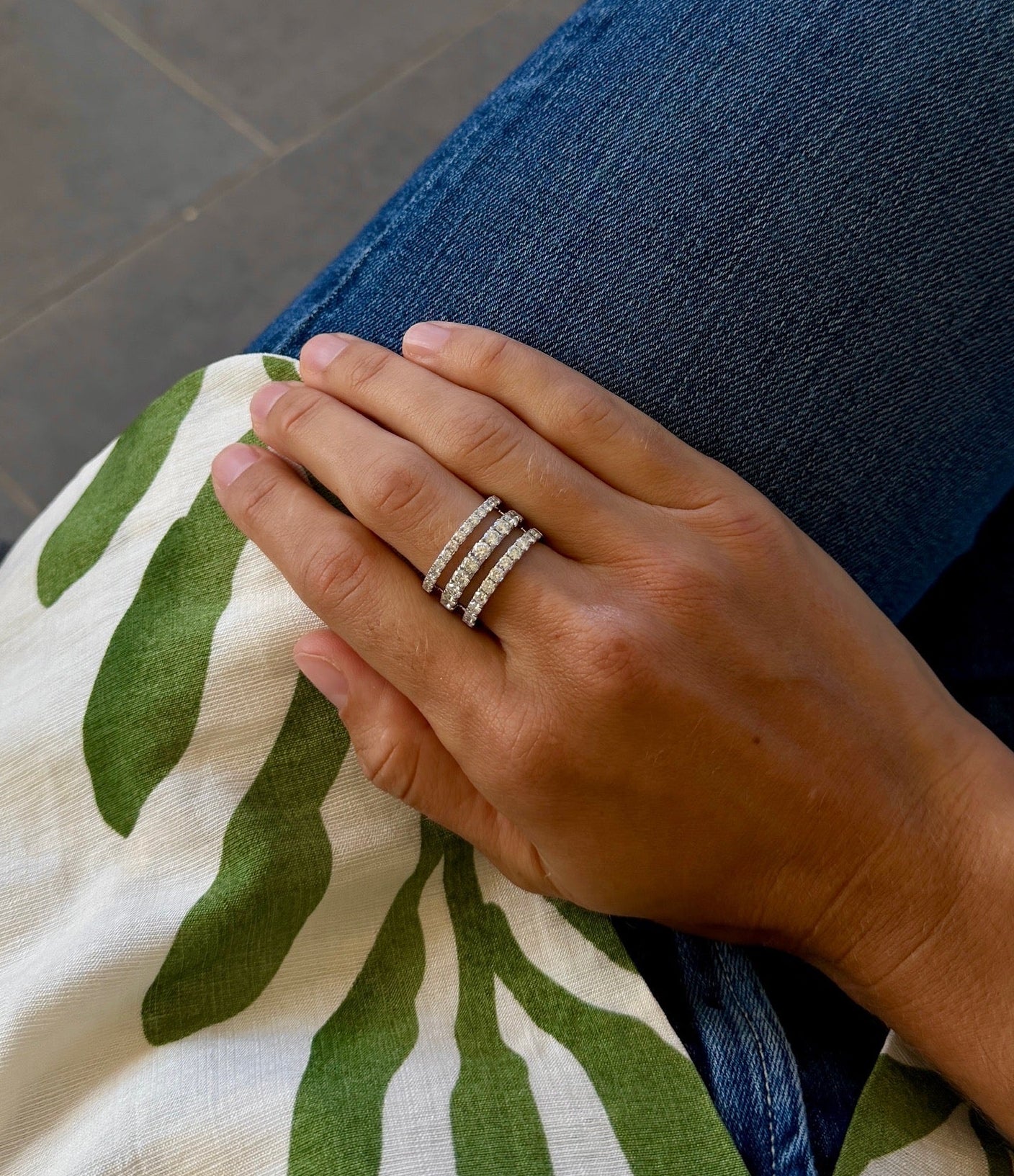 Three Layer Diamond Cocktail Ring