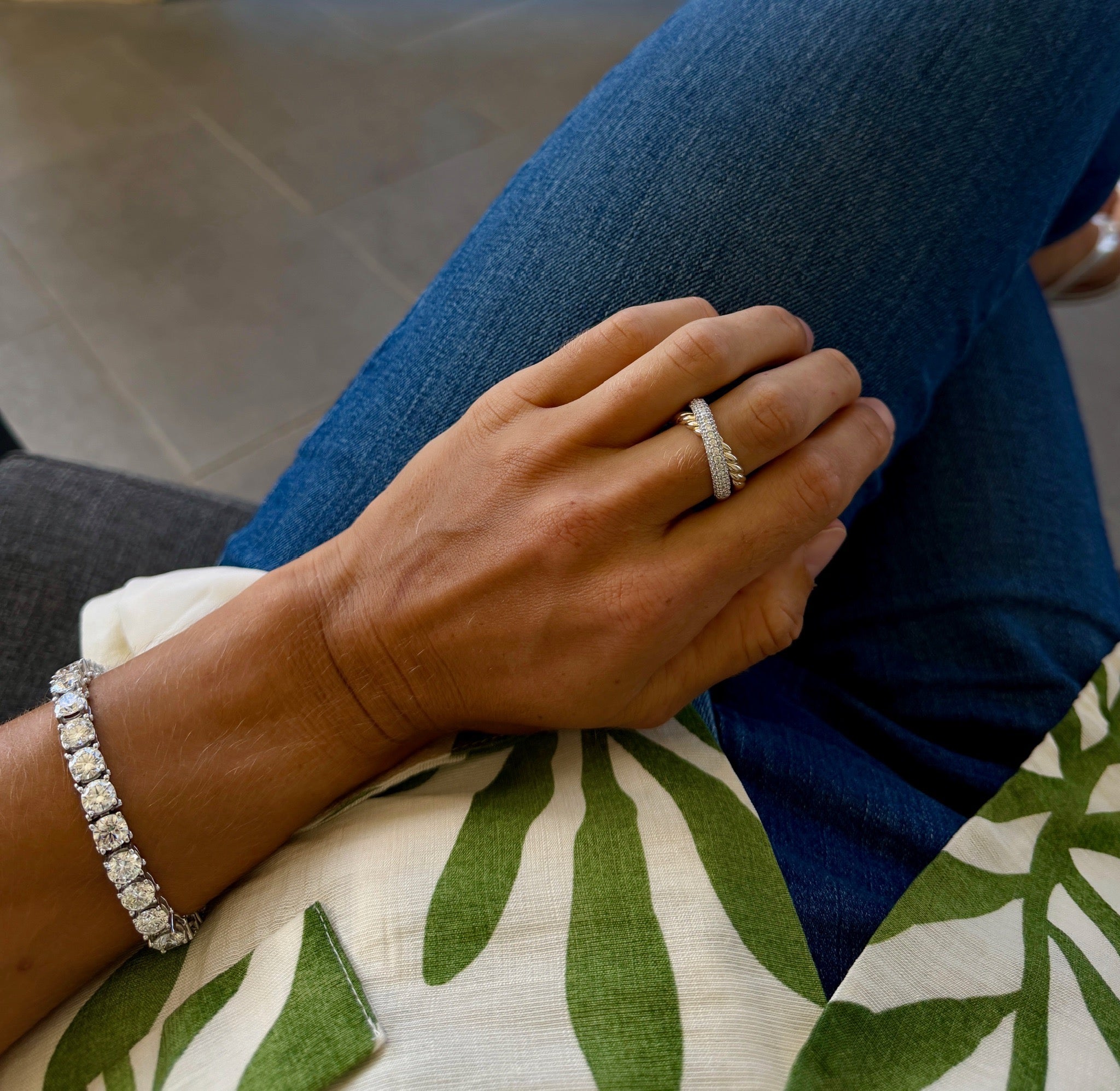 Diamond Criss-Cross Rope Ring