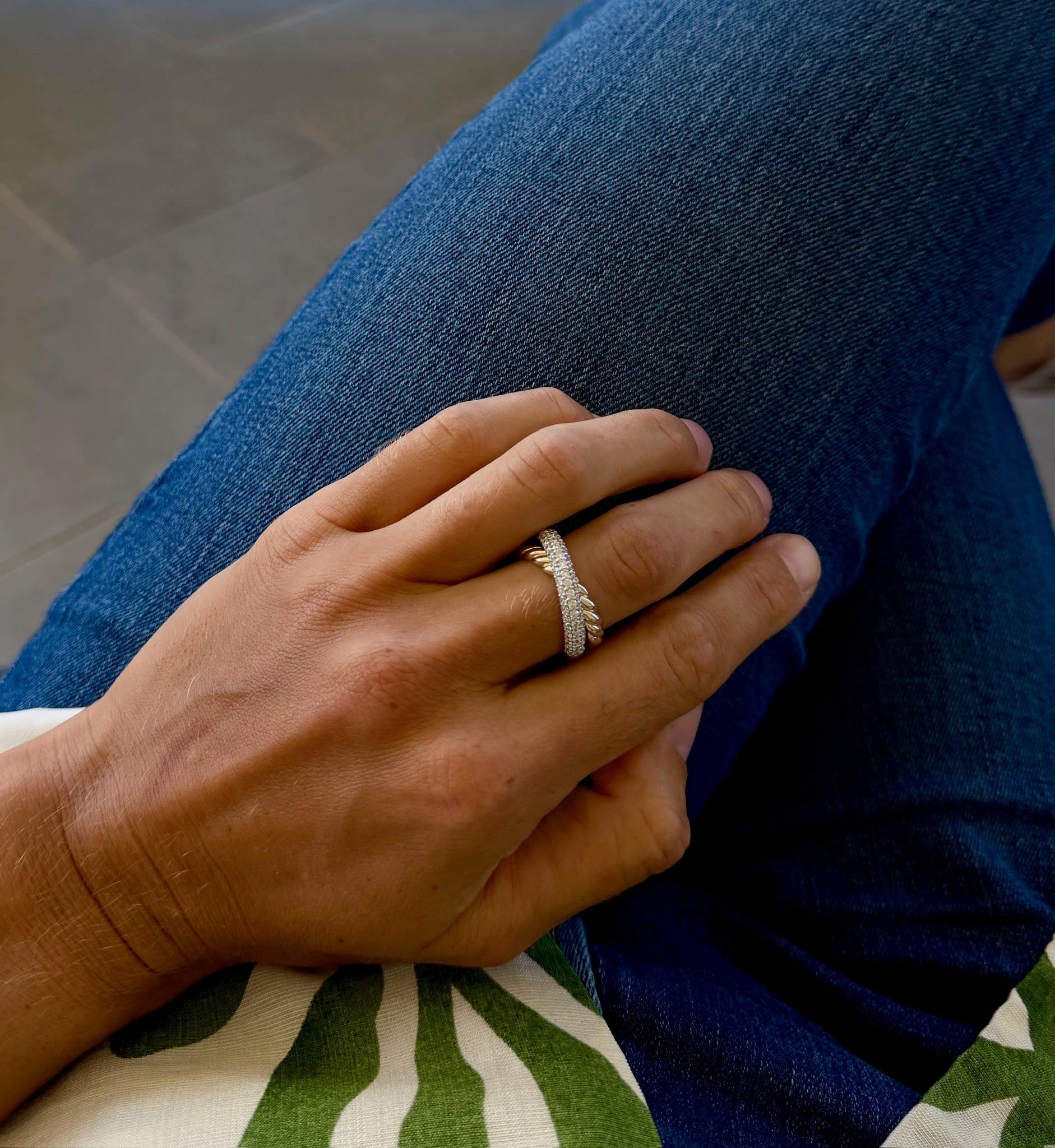 Diamond Criss-Cross Rope Ring