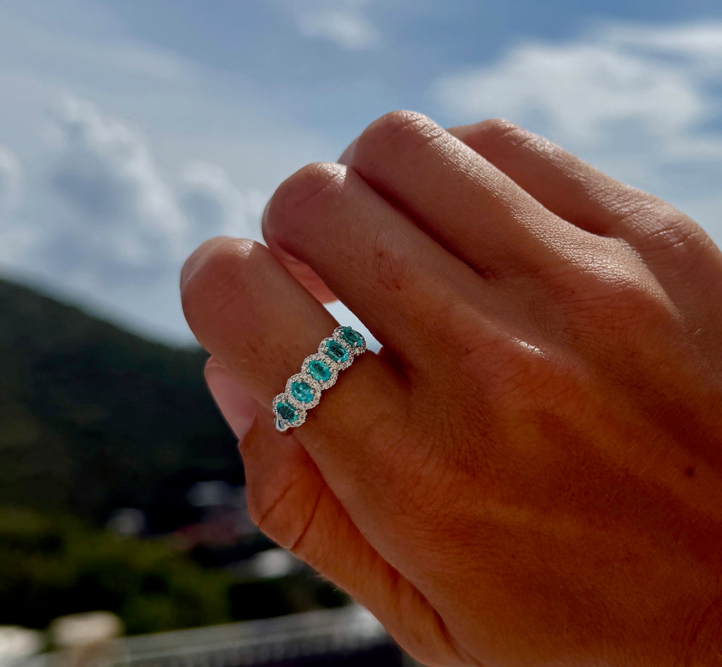 GIA Paraíba Tourmaline 5 Stone Ring