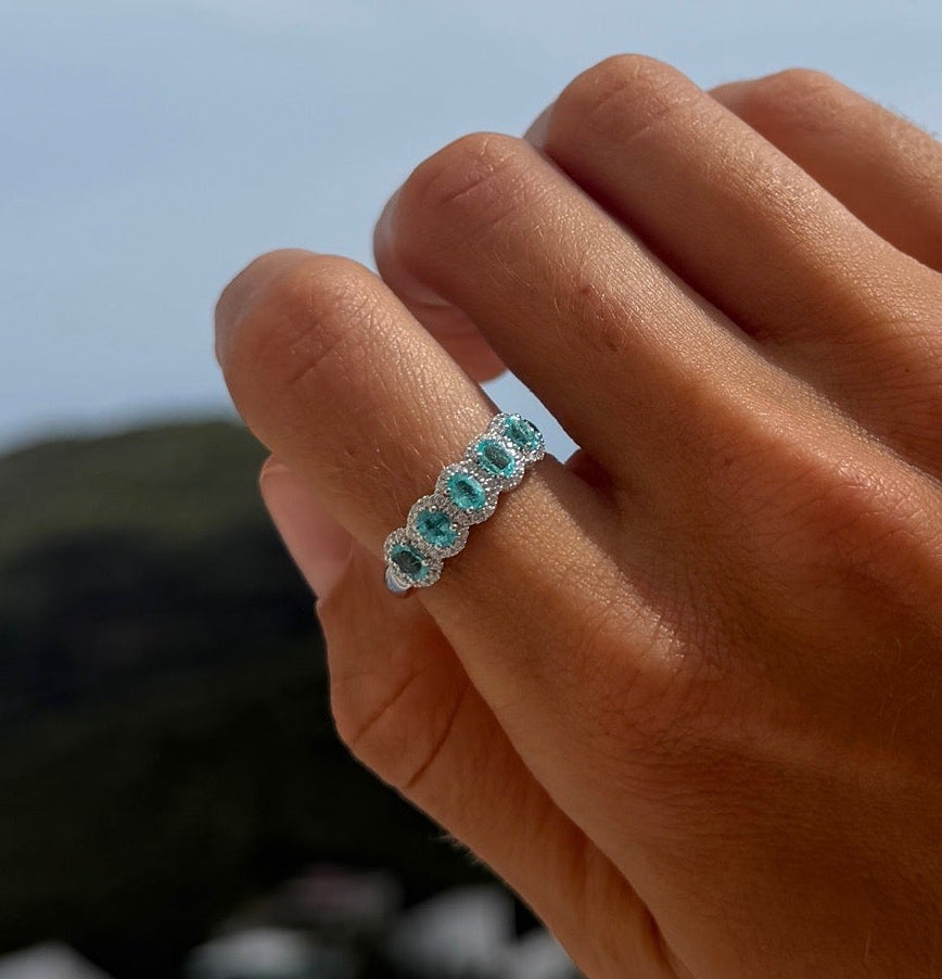 GIA Paraíba Tourmaline 5 Stone Ring