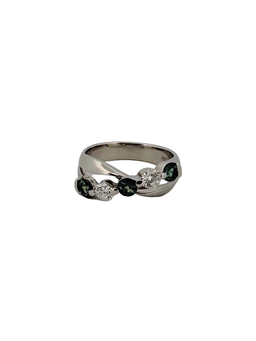 Alexandrite and Diamond Infinity Ring - GIA Certified Natural