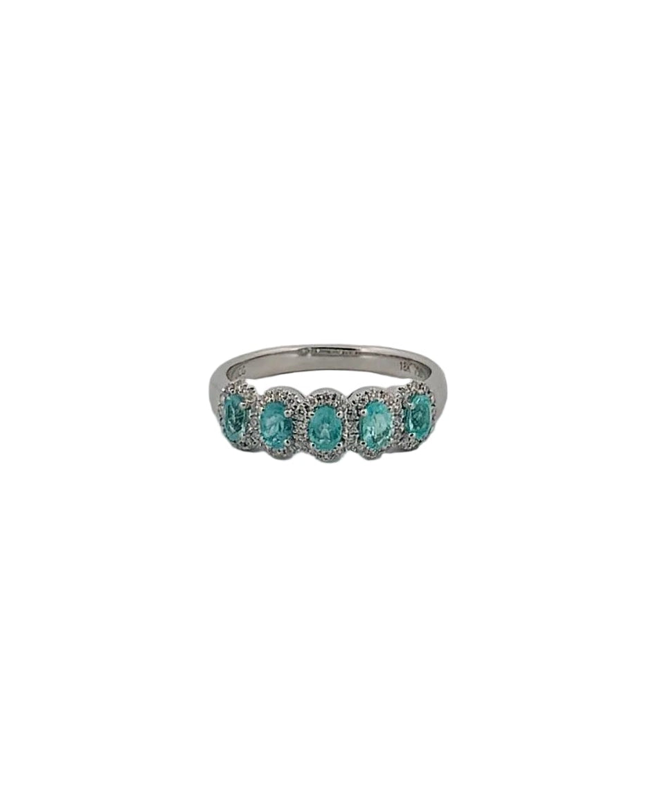GIA Paraíba Tourmaline 5 Stone Ring