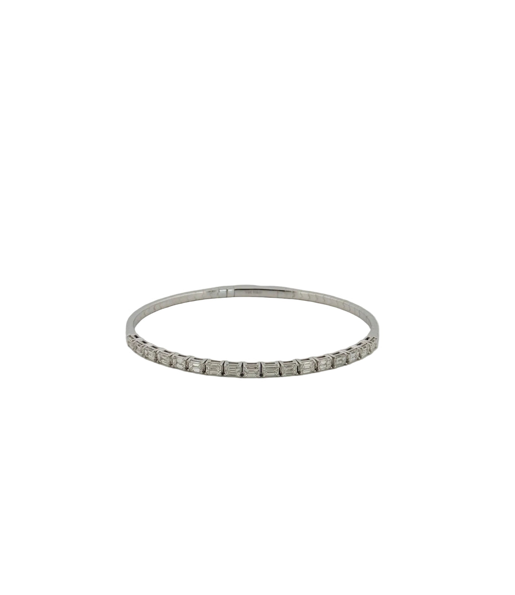 East-West Emerald Cut Diamond Flexi Bangle