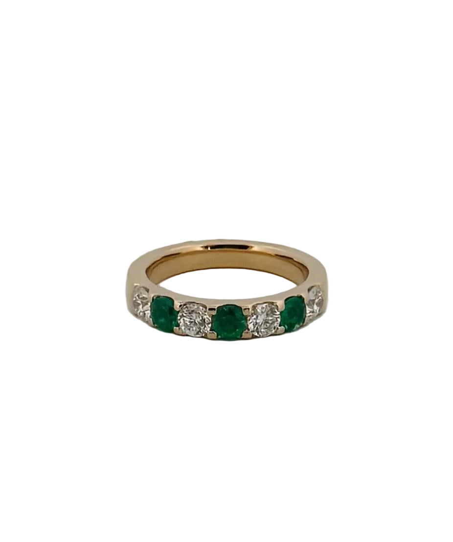 Seven Stone Emerald and Diamond Band