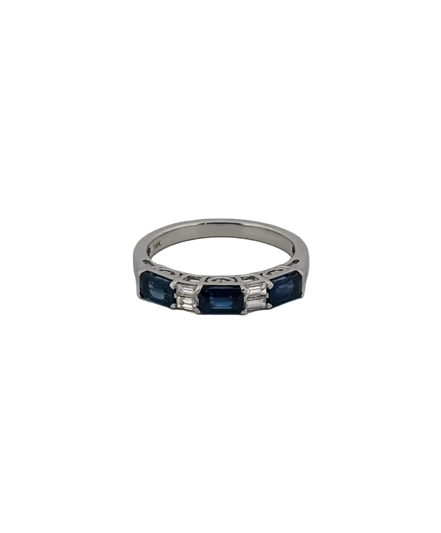 5 Stone East-West Sapphire and Diamond ring