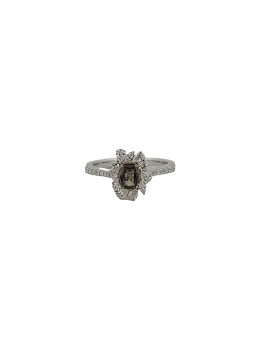 Alexandrite Ring with Pear Cut Diamond Halo