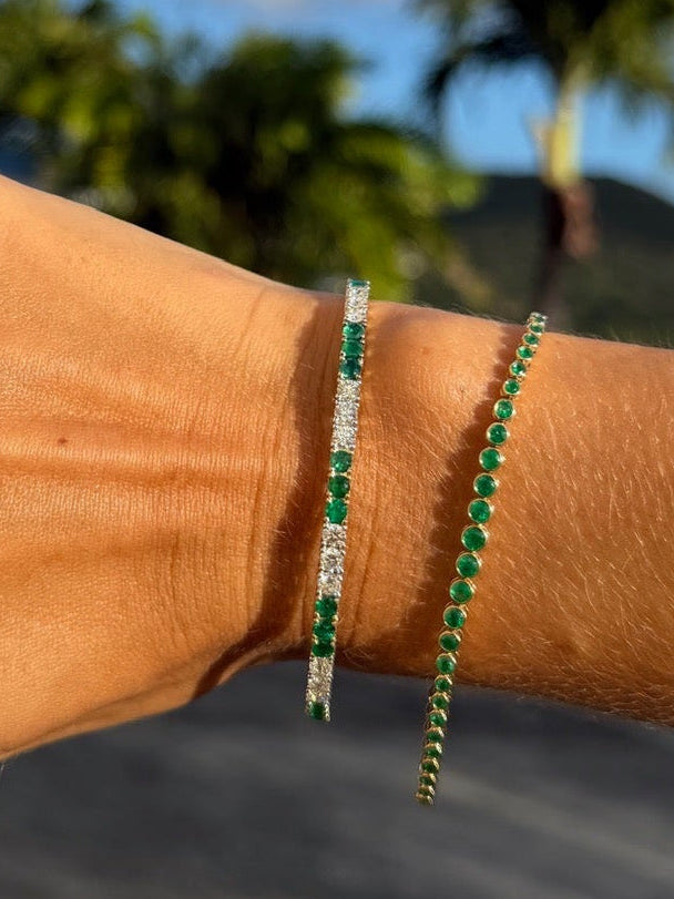 Bezel Emerald Tennis Bracelet