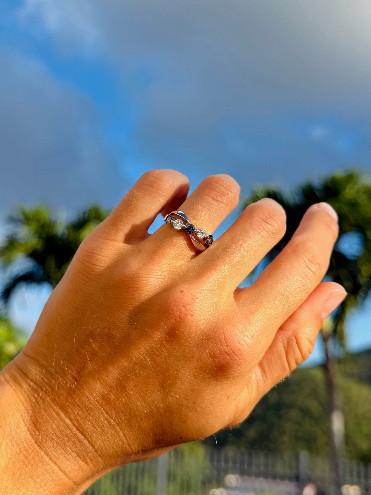 Alexandrite and Diamond Infinity Ring - GIA Certified Natural
