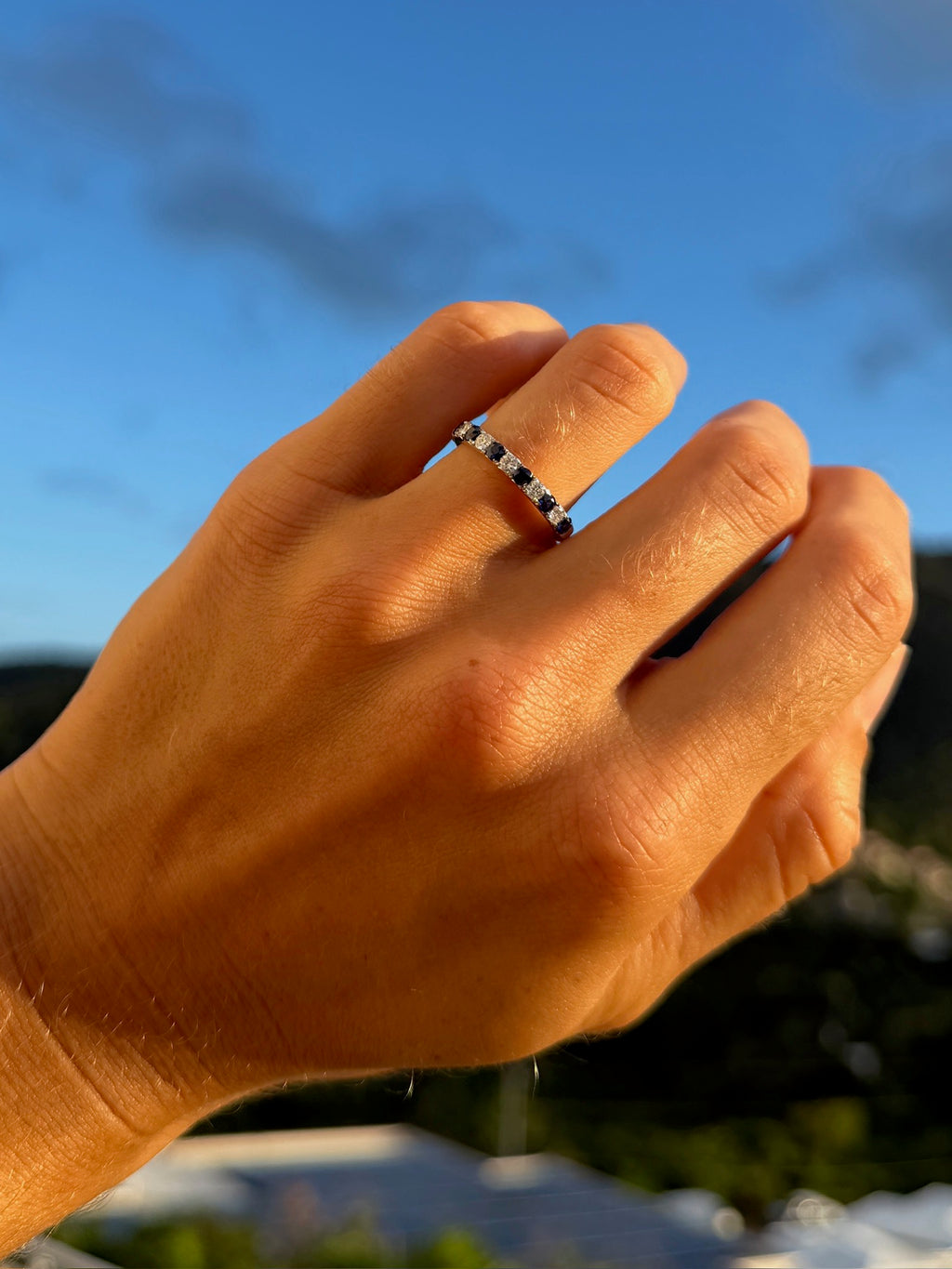 Medium Sapphire & Diamond Ring