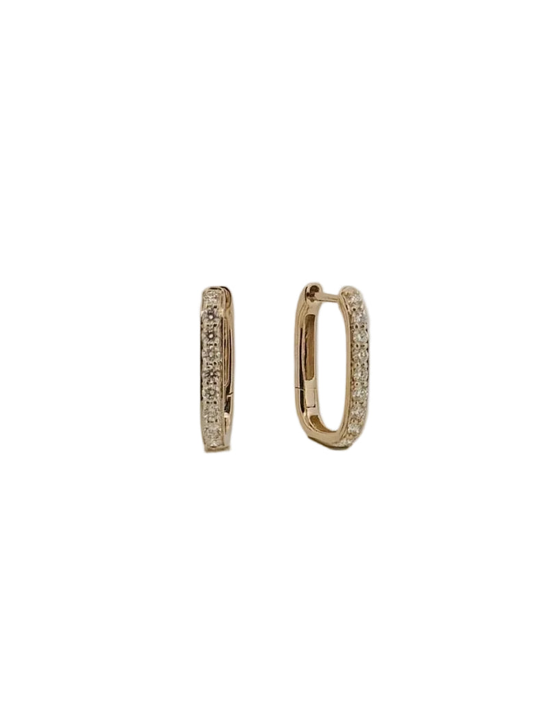 Diamond Oval Hoop Earrings