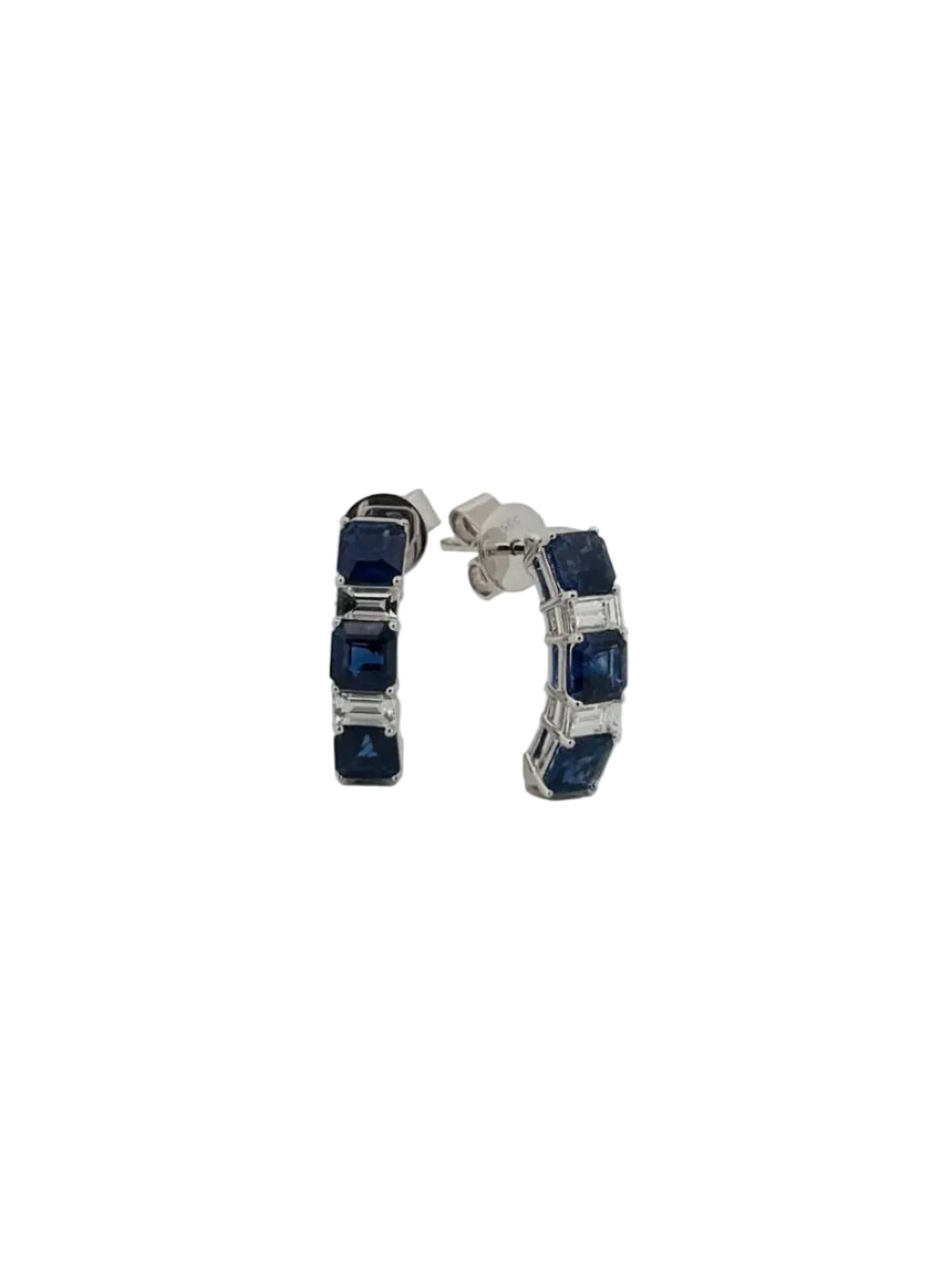 Sapphire & Diamonds Half-Hoop Earrings