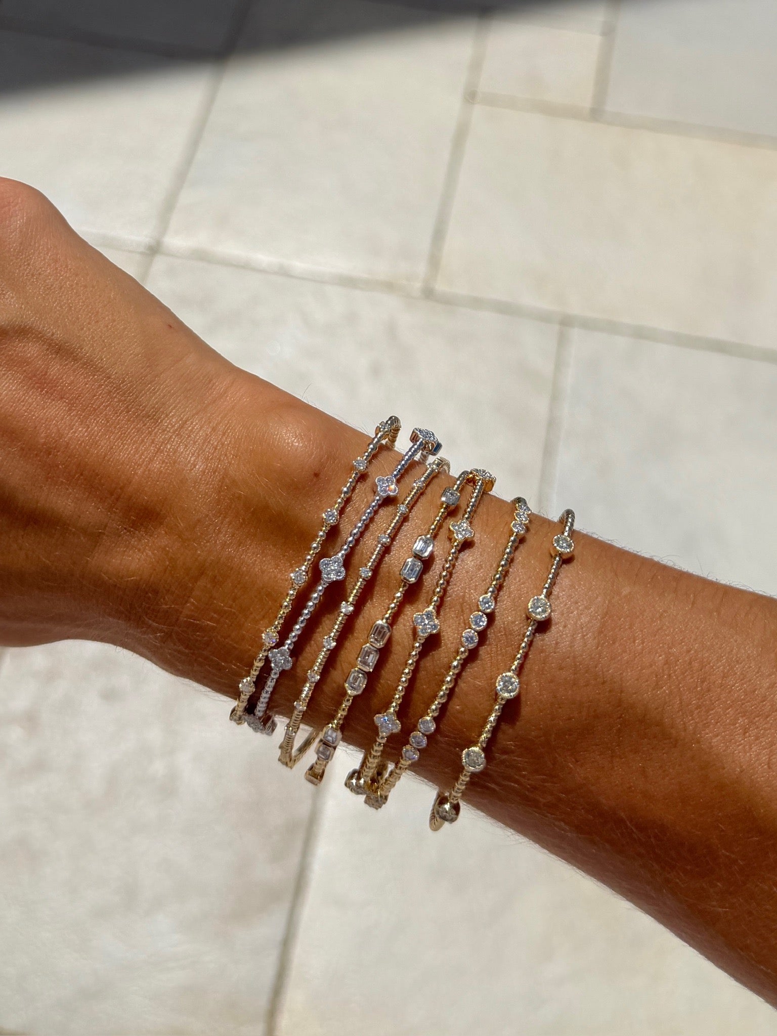 Flexi Bangle with Emerald Cut Diamonds