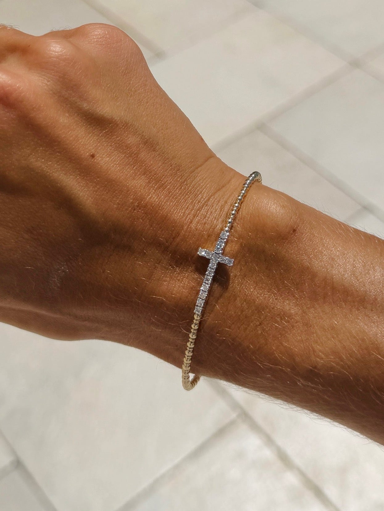 Diamond Cross Flexi Bangle