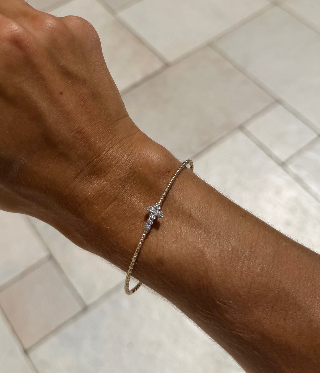 Diamond Mini Cross Flexi Bangle - PREORDER