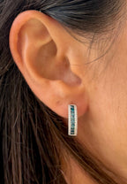 Blue & White Diamond Hoop Earrings