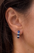 Sapphire & Diamonds Half-Hoop Earrings