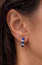Sapphire & Diamonds Half-Hoop Earrings