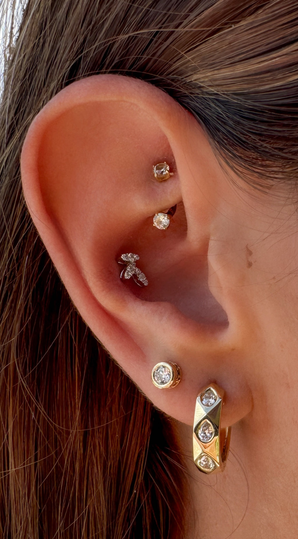 Round Bezel Stud Earrings
