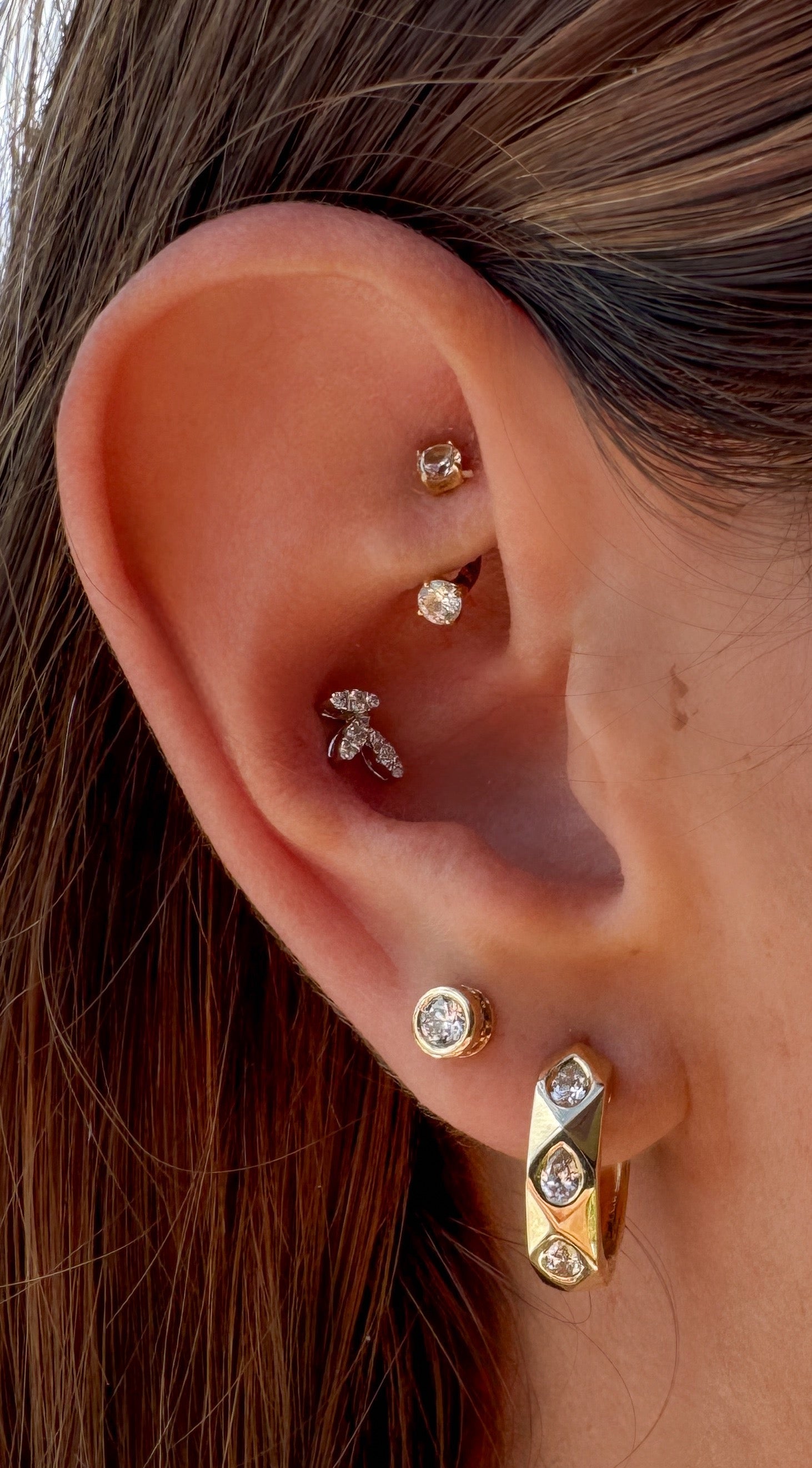 Round Bezel Stud Earrings