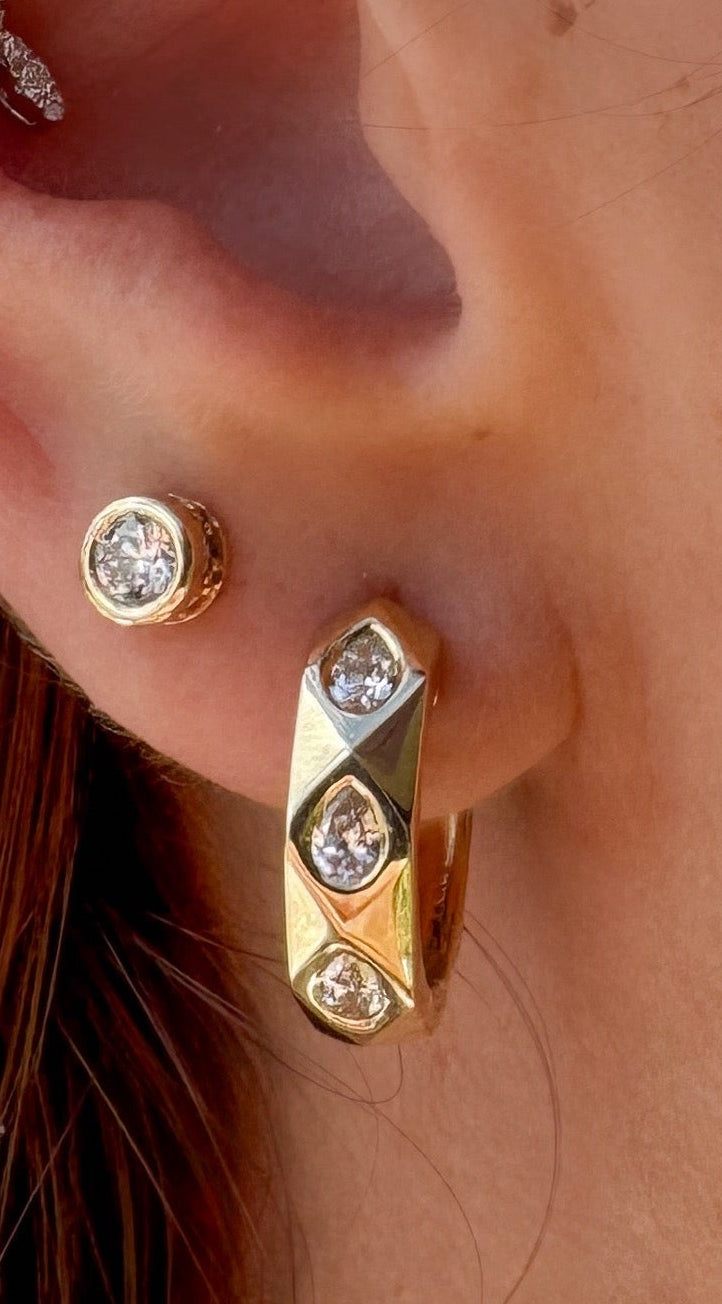 Faceted Pear Diamond Hoops