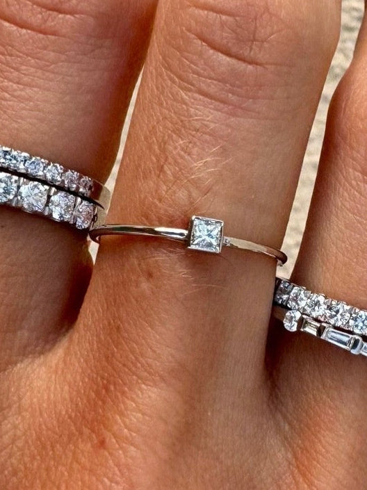 Princess Cut Dainty Solitaire Diamond Ring