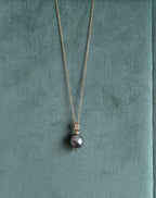 Black Pearl and Diamond Pendant Necklace