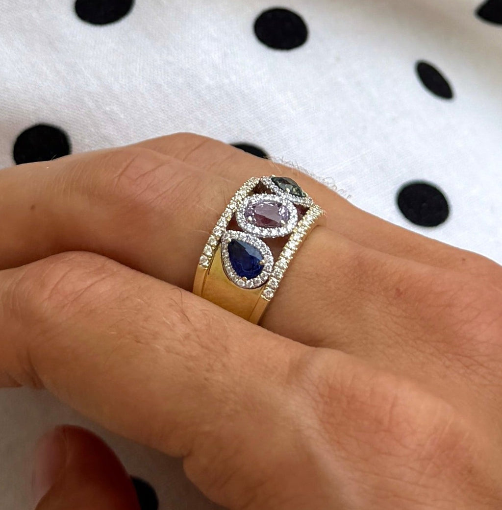 Mixed Color Sapphire Ring