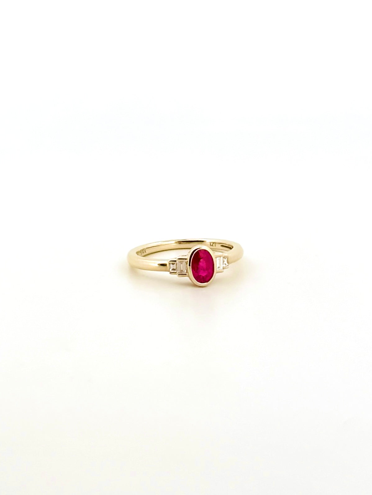 Ruby and Baguettes Bezel Ring