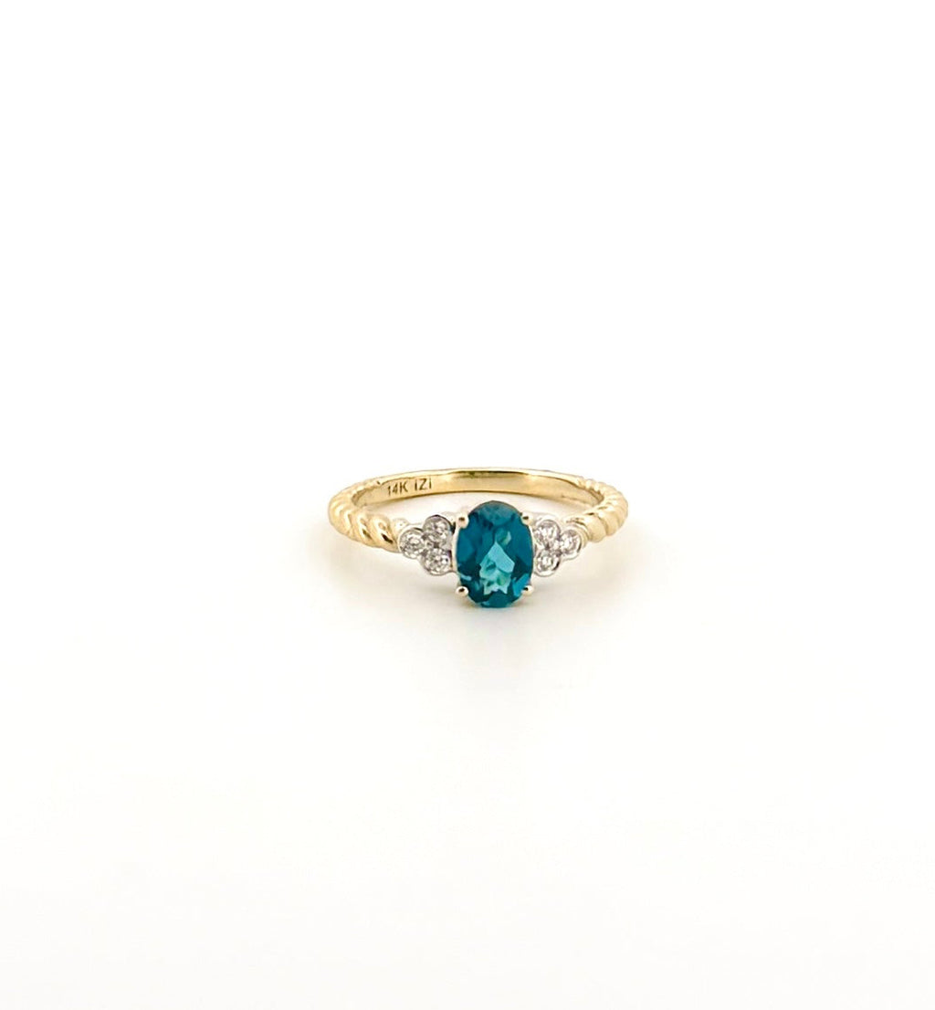 London Blue Topaz & Diamond Rope Ring